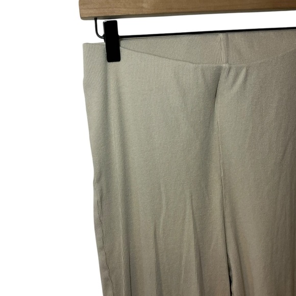 Beige Ribbed Straight-Leg Pants - Picture 2 of 3